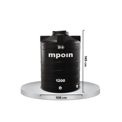 1150 L / MPOIN + WAVE W 1200 Water Torrent Tangki Tandon Air PVC Silver Stone + Acc Set