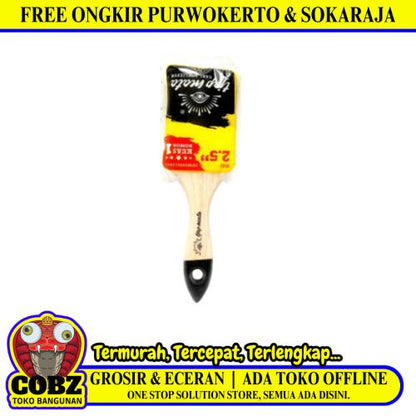 2 1/2 IN / TJAP MATA Kuas Cat Kayu Besi Air Acrylic Paint Brush