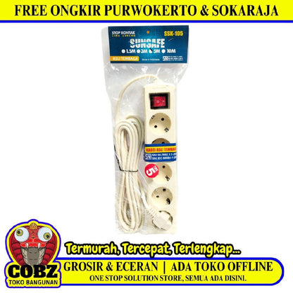 5 LUBANG x 500 CM / SUNSAFE SSK-105 Stop Kontak Colokan Terminal Kabel 5 M