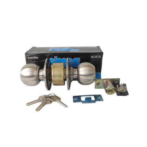 D 5 CM / ELMES Kunci Handle Pintu Bulat Kamar Mandi Stainless Silver Set