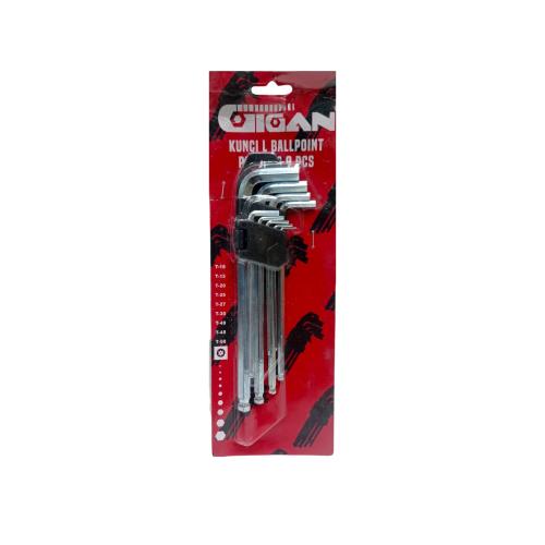 1.5 MM - 10 MM / GIGAN Kunci L Hexagon Ballpoint Panjang Wrench Screw 9 Pcs Set