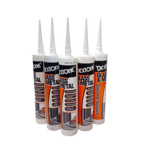 300 ML / DEXTONE GLASS & METAL Lem Silicone Sealant Kaca Akrilik Neutral Botol - (Black)