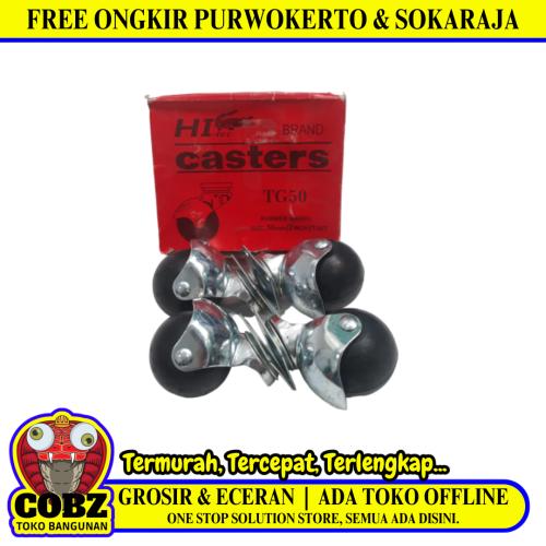 2 IN / HI-TEC Roda Hidup Trolly Bulat Plat 0.05 MM Karet Hitam 4 Pcs Dus