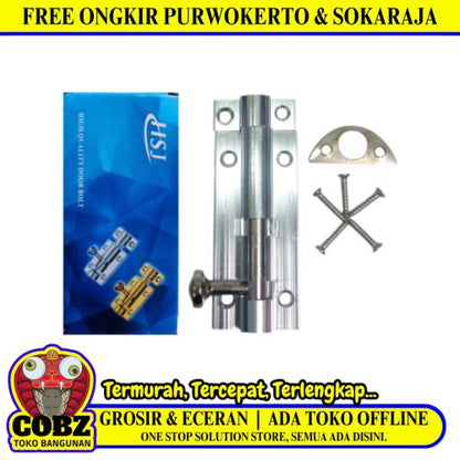 3 IN / HSJ Grendel Kunci Slot Pintu Jendela Stainless