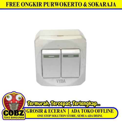 VYBA Saklar Ganda Double Seri 2 Gang Tempel OB Outbow Putih