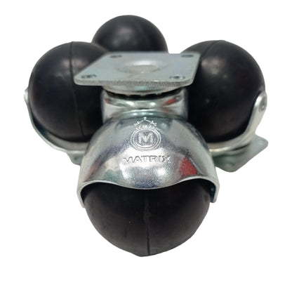 2 IN / MATRIX TG 50 Roda Hidup Trolly Bulat Plat 48 MM Karet Hitam 4 Pcs Dus