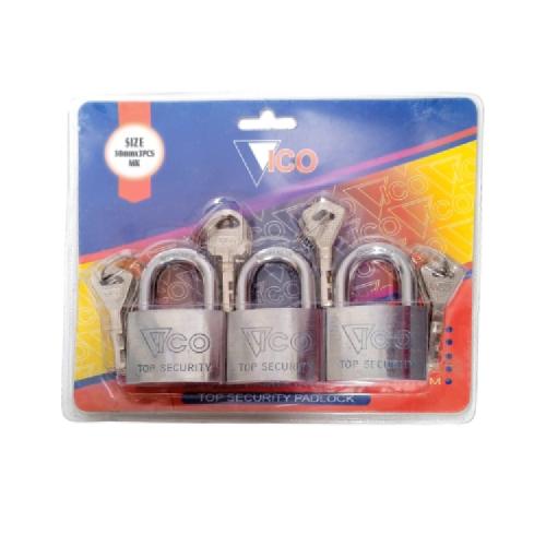 50 MM / VICO Gembok Master Jenis Leher Anti Maling 3 Pcs Set