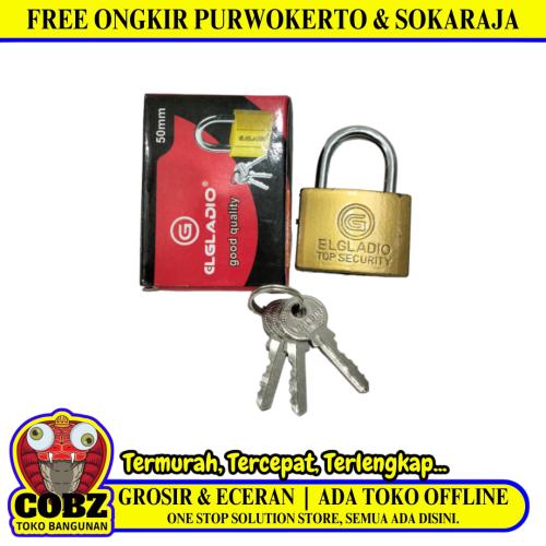 50 MM / ELGLADIO Gembok Pintu Pagar Padlock Anti Maling Leher Pendek