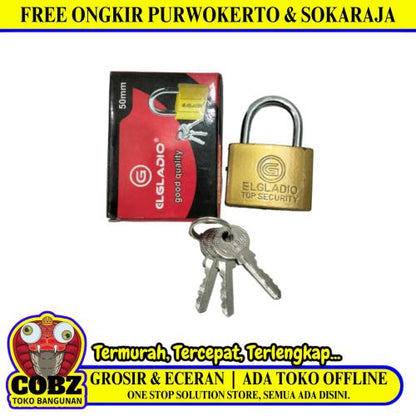 50 MM / ELGLADIO Gembok Pintu Pagar Padlock Anti Maling Leher Pendek