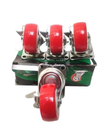 2 IN / CAYMAN Roda Rem Hidup Trolly Gepeng Drat 48 MM Karet Merah 4 Pcs Dus