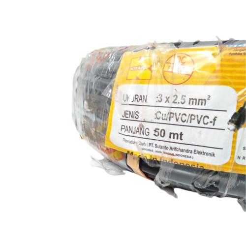 3 INTI x 2.5 MM x 50 M / KITANI NYMHY Serabut Kabel Tembaga SNI Hitam Roll