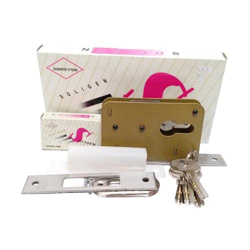 SOLIGEN Slot Body Kunci Pintu Geser Lidah Mekar Sliding Door Set