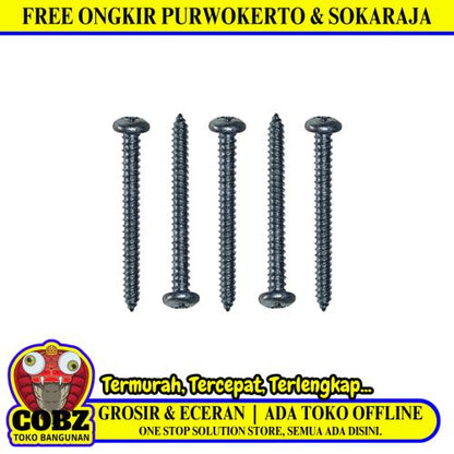 #6 x 1 1/2 IN / TM Sekrup FH Kepala Rata Plus Putih Biji