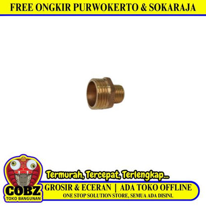 1/2 IN x 1/4 IN / NM Double Nepel Drat Luar Nipple Male Outer Kuningan