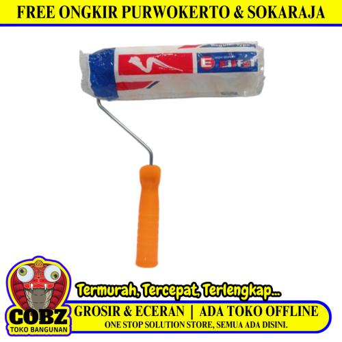 9 IN / EIFEL Kuas Busa Roll Cat Tembok Kayu Besi Besar + Gagang Set