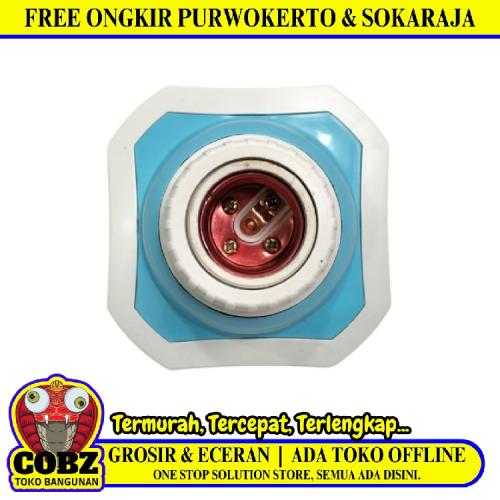 DEXTA Fitting Tempat Lampu Plafon Atap Tempel Kotak Besar Biru