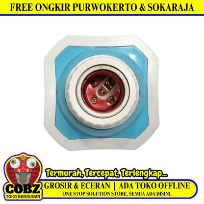 DEXTA Fitting Tempat Lampu Plafon Atap Tempel Kotak Besar Biru