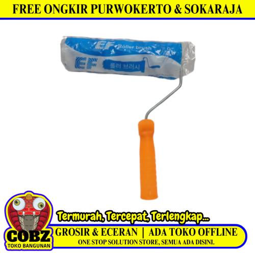9 IN / EF Kuas Busa Roll Cat Tembok Kayu Besi Besar + Gagang Set