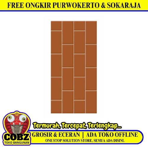 25 CM x 50 CM / UNO Interlaken Keramik Dinding Timbul Glossy Terracotta Dus