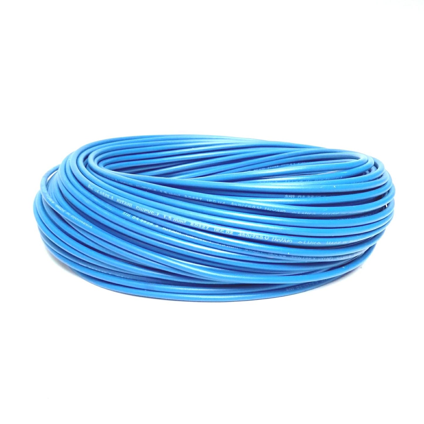 1 INTI x 1.5 MM / TM NYA F Serabut Kabel Tembaga SNI Biru Meter