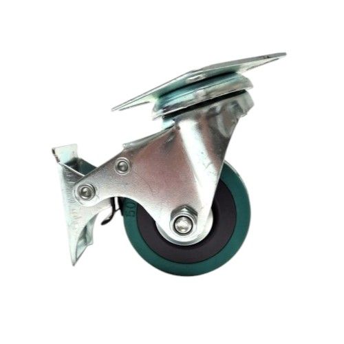 2 IN / NSK Roda Rem Hidup Trolly Gepeng Plat 50 MM Karet Hijau