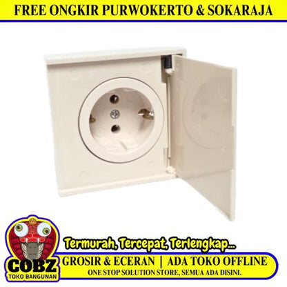 1 LUBANG / BROCO Stop Kontak Tanam IB Inbow + Pengaman Cream
