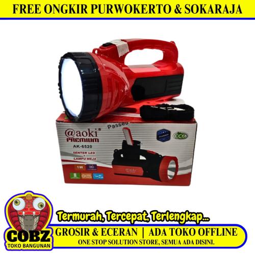 1 WATT + 18 SMD / AOKI PREMIUM AK-6520 Senter LED Charge Kabel + Lampu Meja