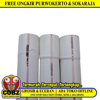 4 IN x 400 CM / CHAMPION D Lis Merah Pipa Pralon Paralon PVC Putih Batang