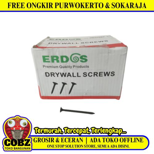#6 X 2 IN / ERDOS Sekrup Gypsum Screw Plafon Board GRC Hitam Dus