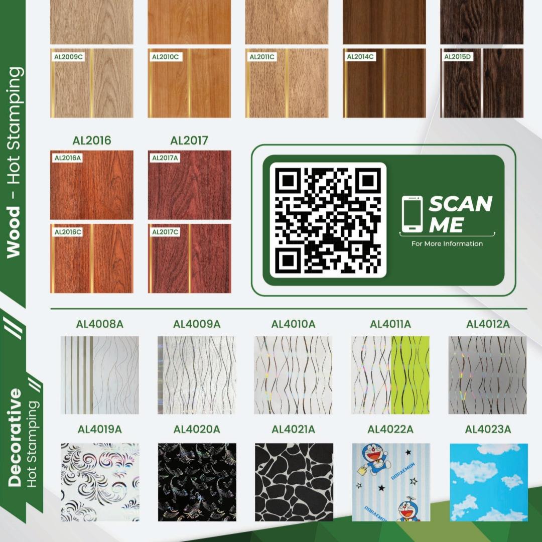 8 MM x 200 MM x 6 M / ALDERON Plafon Gypsum GRC U PVC Hotstamping Lembar