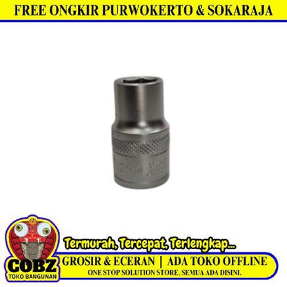 6 PT x 1/2 IN x 12 MM / TM Mata Kunci Sok Shock Socket Silver