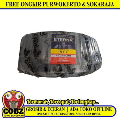 4 INTI x 2.5 MM x 50 M / ETERNA NYY  Tunggal Kabel Tembaga SNI Hitam Roll