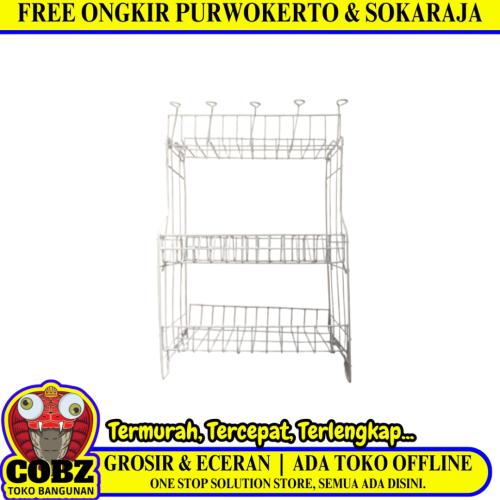 3 SUSUN / SELO RPL03 Rak Dapur Tempat Piring Gelas Stainless Putih Set