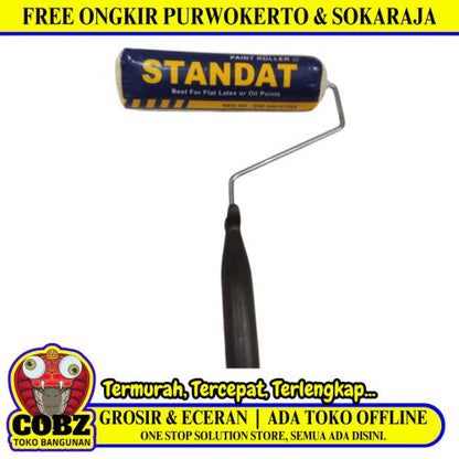 9 INCH / STANDAT  Kuas Busa Roll Cat Tembok Kayu Besi Besar + Gagang Set