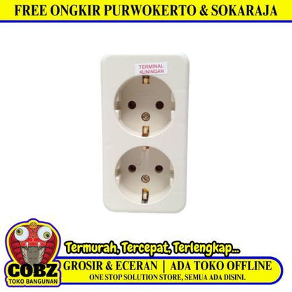 2 LUBANG / UTICON ST-128 Stop Kontak Terminal Arde Tempel OB Outbow Cream
