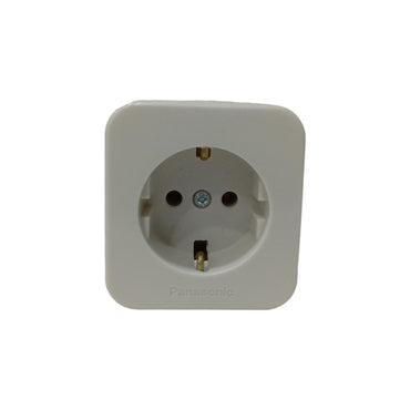 1 LUBANG / PANASONIC ALPHA CUBE Stop Kontak Terminal Arde Tempel OB Outbow Putih