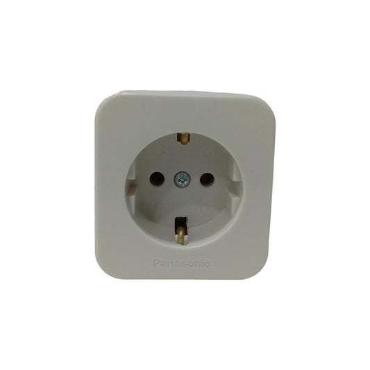 1 LUBANG / PANASONIC ALPHA CUBE Stop Kontak Terminal Arde Tempel OB Outbow Putih