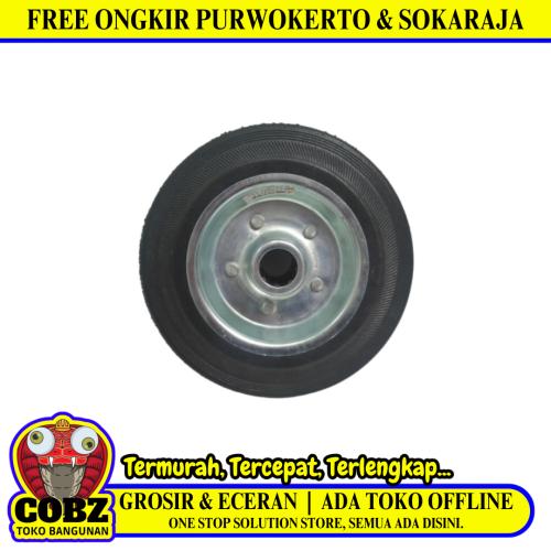 6 IN / TRIPLE-S Roda Mati Trolly Bentuk Plat 15 MM Karet Hitam