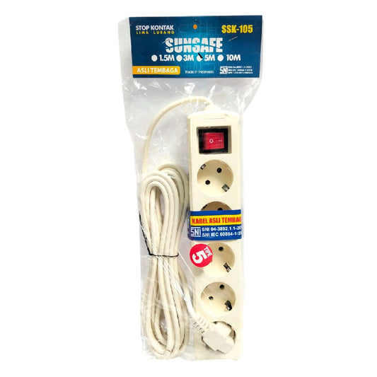 5 LUBANG x 500 CM / SUNSAFE SSK-105 Stop Kontak Colokan Terminal Kabel 5 M