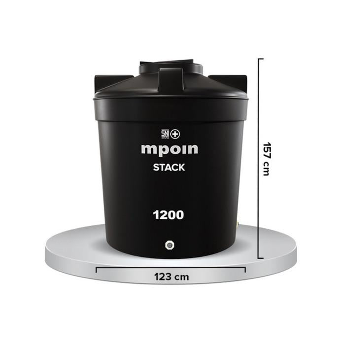 1200 L / MPOIN + STACK S1200 Water Torrent Tangki Tandon Air PVC Black + Acc Set