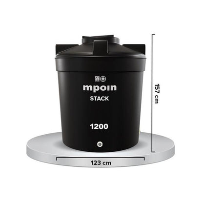 1200 L / MPOIN + STACK S1200 Water Torrent Tangki Tandon Air PVC Black + Acc Set