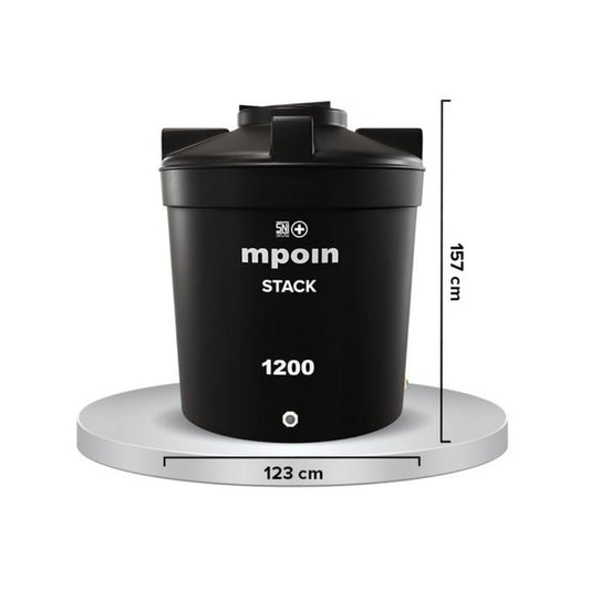 1200 L / MPOIN + STACK S1200 Water Torrent Tangki Tandon Air PVC Black + Acc Set