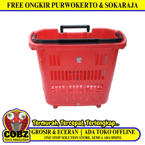 TM Keranjang Belanja PVC Plastik Besar Merah