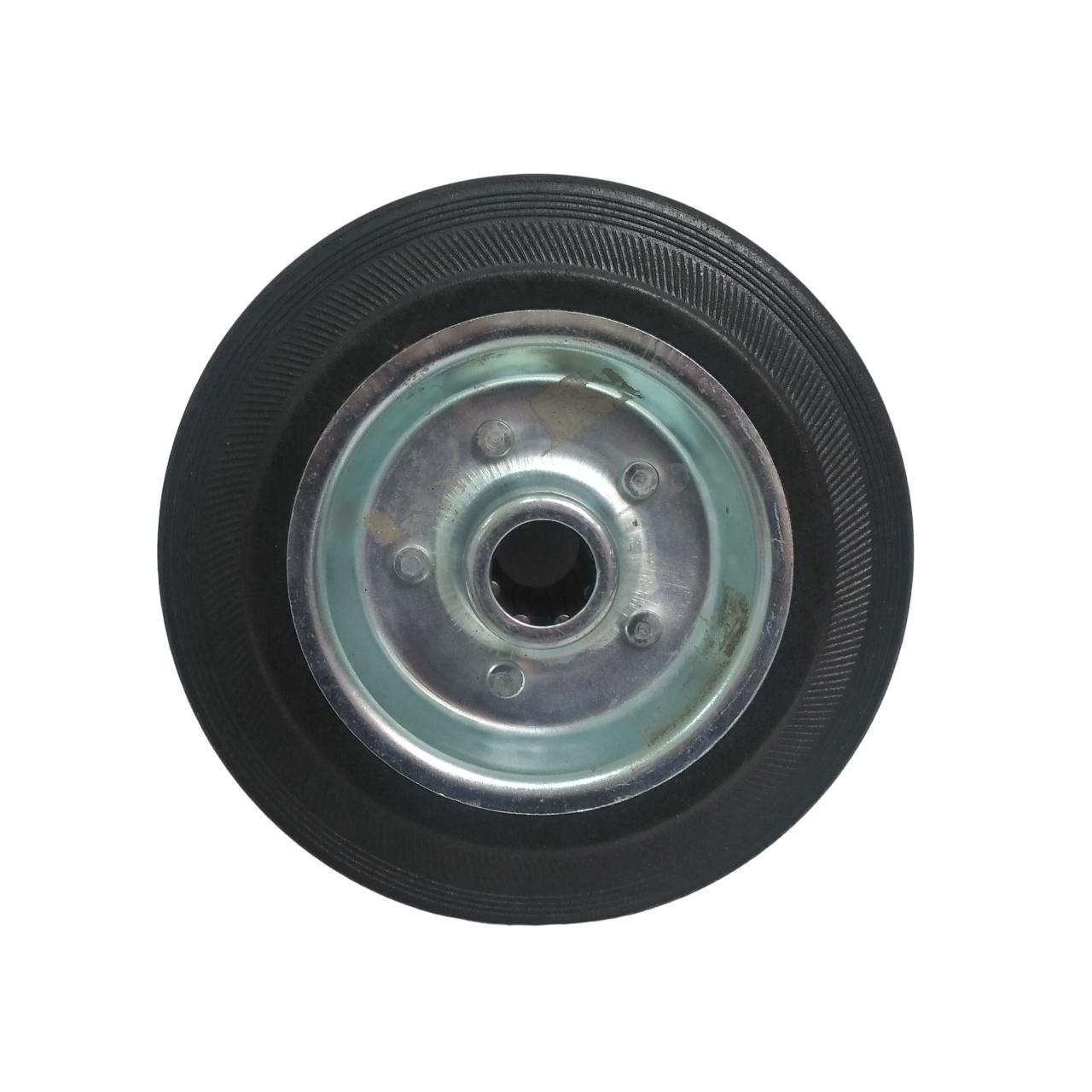 6 IN / TRIPLE-S Roda Mati Trolly Bentuk Plat 15 MM Karet Hitam