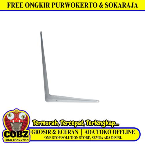 8 IN x 10 IN / TM Siku Rak L Shelf Brackets Penyangga Putih Tipis