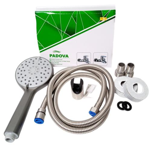 1/2 IN / PADOVA  Kran Shower Panas Dingin Stainless + Selang + Shower Set