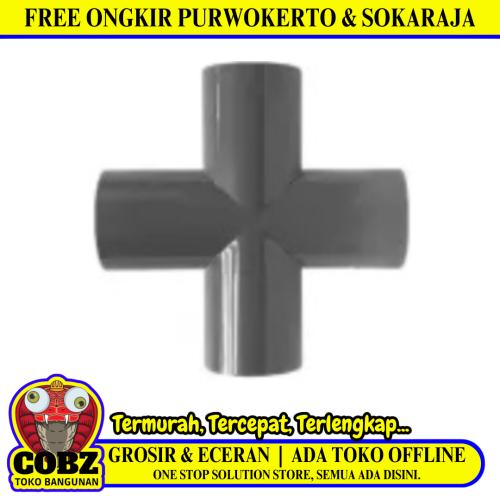 1 IN / TM Tee 4 Way Straight Fitting Pipa Hidroponik PVC Pcs