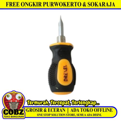 1 1/2 IN / DREXEL Obeng Screwdriver Two Way Bolak Balik Plus Minus Mini Gagang Karet