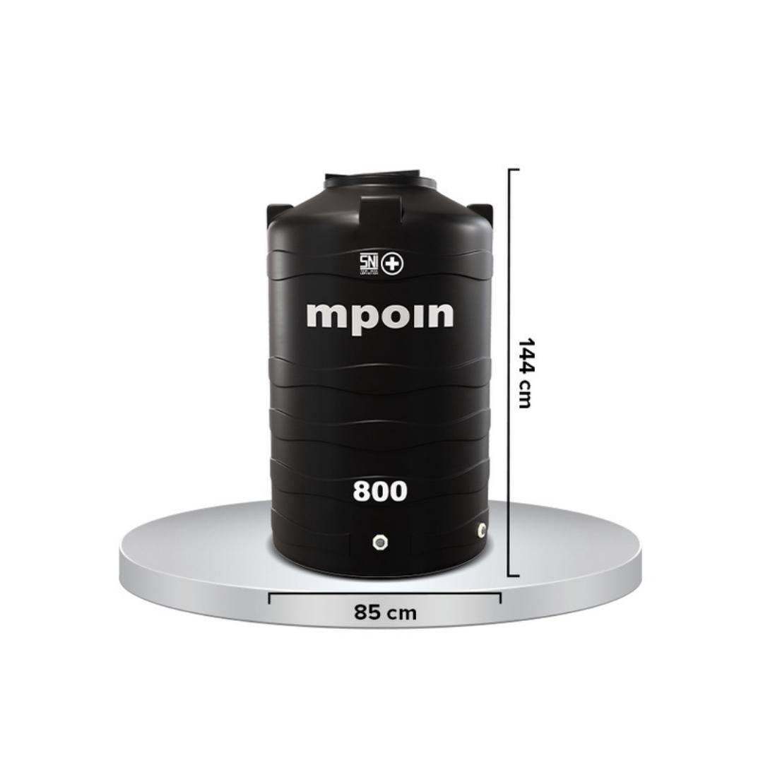 740 L / MPOIN + WAVE W800 Water Torrent Tangki Tandon Air PVC Hitam + Acc Set