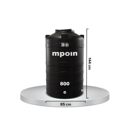 740 L / MPOIN + WAVE W800 Water Torrent Tangki Tandon Air PVC Hitam + Acc Set